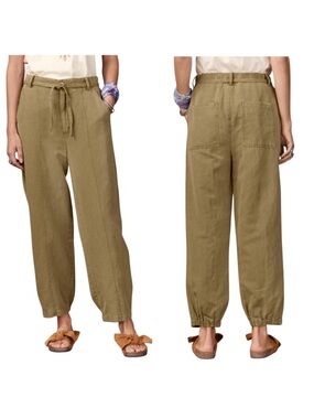 sundance | 2025 NWOT Linen Blend Barrel Leg Pants Olive Green